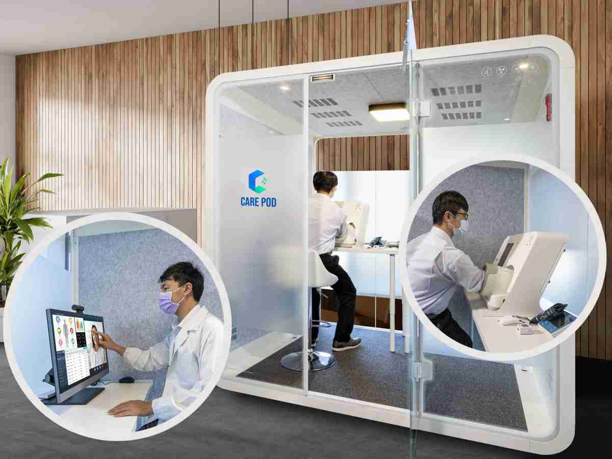 达擎于医疗科技展中展出＂远距诊疗舱＂，，，，以因应医疗数字化及社会高龄化趋势下、、复诊及慢性病患等族群对于远距看诊需求逐渐升高所推出的创新整合方案。。。多功能合一、、高隐私性的远距诊疗舱可根据病患端与医师端的不同需求，，提供弹性化及客制化功能，，，节省医生和病患的精力及时间